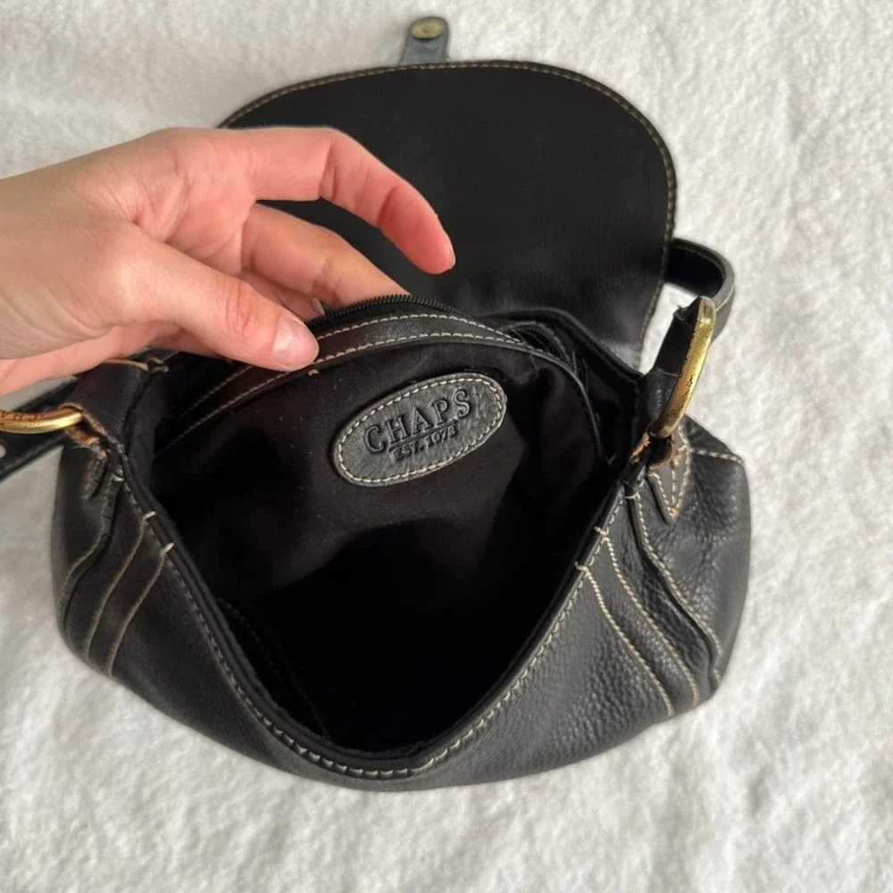 vintage chapmans black textured shoulder bag‎